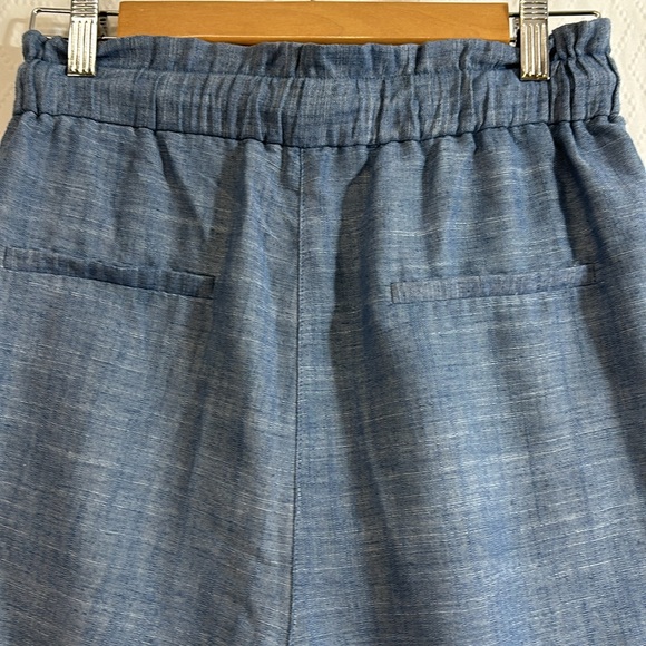 FRNCH Paris chambray denim blue drawstring loose linen shorts high rise - Picture 5 of 6